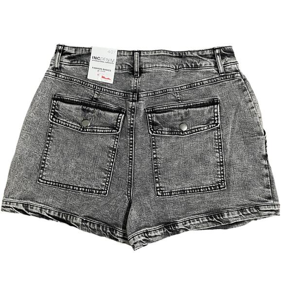 INC Women's Denim High Rise Acid Wash Jean Shorts - Black - Size 4 27 - $70 - Picture 3 of 10